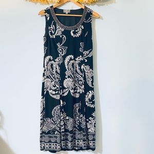 JM Collection Sheath B&W Paisley Print Dress